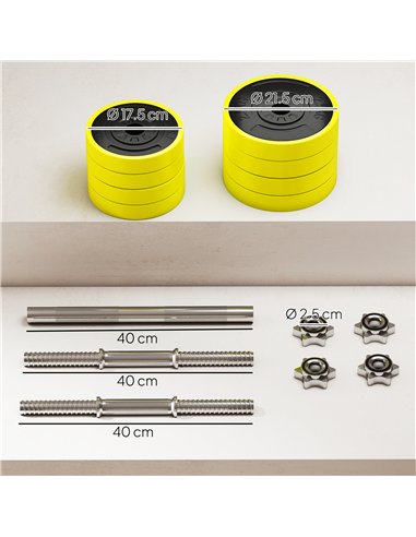 HOMCOM 20KGS 2-In-1 Dumbbell & Barbell Adjustable Set Strength Muscle Exercise Fitness Plate Bar Clamp Rod Home Gym Sports Area,