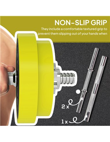 HOMCOM 20KGS 2-In-1 Dumbbell & Barbell Adjustable Set Strength Muscle Exercise Fitness Plate Bar Clamp Rod Home Gym Sports Area,
