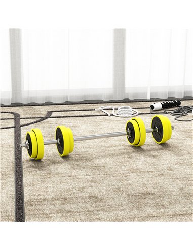 HOMCOM 20KGS 2-In-1 Dumbbell & Barbell Adjustable Set Strength Muscle Exercise Fitness Plate Bar Clamp Rod Home Gym Sports Area,