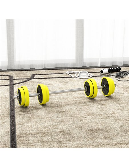 HOMCOM 20KGS 2-In-1 Dumbbell & Barbell Adjustable Set Strength Muscle Exercise Fitness Plate Bar Clamp Rod Home Gym Sports Area, - pic 199996 | FastDaddyshop