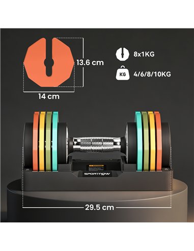SPORTNOW Adjustable Dumbbells Set with Safety Locking Mechanism, Multicoloured