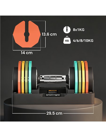 SPORTNOW Adjustable Dumbbells Set with Safety Locking Mechanism, Multicoloured - pic 199999 | FastDaddyshop