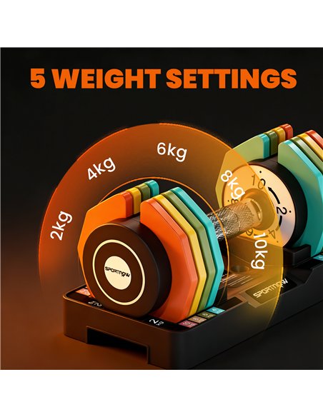 SPORTNOW Adjustable Dumbbells Set with Safety Locking Mechanism, Multicoloured - pic 200000 | FastDaddyshop