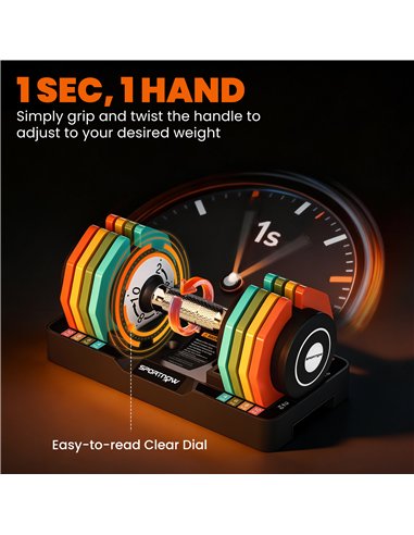 SPORTNOW Adjustable Dumbbells Set with Safety Locking Mechanism, Multicoloured