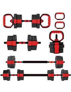 SPORTNOW 6-in-1 Adjustable Weight Dumbbells Set, Used as Kettlebell, Barbell, Dumbbell, Push-Up Stand, 20kg Free Weights Set for