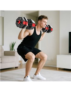 SPORTNOW 6-in-1 Adjustable Weight Dumbbells Set, Used as Kettlebell, Barbell, Dumbbell, Push-Up Stand, 20kg Free Weights Set for 2