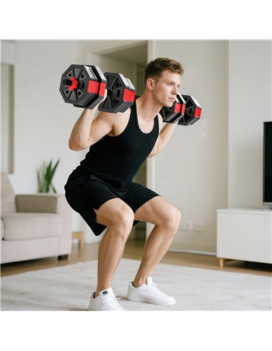 SPORTNOW 6-in-1 Adjustable Weight Dumbbells Set, Used as Kettlebell, Barbell, Dumbbell, Push-Up Stand, 20kg Free Weights Set for
