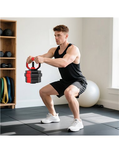SPORTNOW 6-in-1 Adjustable Weight Dumbbells Set, Used as Kettlebell, Barbell, Dumbbell, Push-Up Stand, 20kg Free Weights Set for