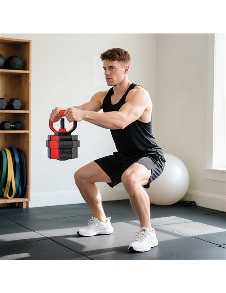 SPORTNOW 6-in-1 Adjustable Weight Dumbbells Set, Used as Kettlebell, Barbell, Dumbbell, Push-Up Stand, 20kg Free Weights Set for - pic 200014 | FastDaddyshop