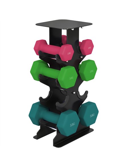 SPORTNOW Hex Dumbbells Set with Dumbbell Rack, Non Slip Hand Weights for Home Gym Strength Training, 2 x 1kg, 2 x 3kg, 2 x 5kg - pic 200015 | FastDaddyshop
