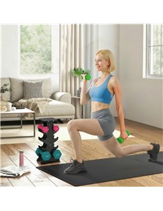 SPORTNOW Hex Dumbbells Set with Dumbbell Rack, Non Slip Hand Weights for Home Gym Strength Training, 2 x 1kg, 2 x 3kg, 2 x 5kg 2