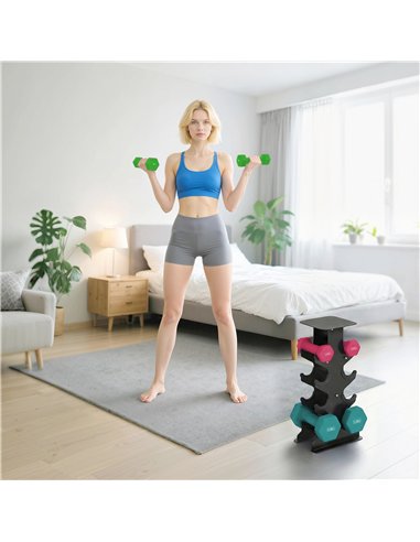 SPORTNOW Hex Dumbbells Set with Dumbbell Rack, Non Slip Hand Weights for Home Gym Strength Training, 2 x 1kg, 2 x 3kg, 2 x 5kg