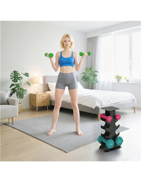 SPORTNOW Hex Dumbbells Set with Dumbbell Rack, Non Slip Hand Weights for Home Gym Strength Training, 2 x 1kg, 2 x 3kg, 2 x 5kg - pic 200022 | FastDaddyshop