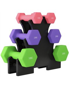 SPORTNOW Hex Dumbbells Set with Dumbbell Rack, Hand Weights for Strength Training Weight Lifting,  2 x 1kg, 2 x 2kg, 2 x 3kg