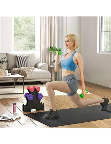 SPORTNOW Hex Dumbbells Set with Dumbbell Rack, Hand Weights for Strength Training Weight Lifting,  2 x 1kg, 2 x 2kg, 2 x 3kg - pic 200025 | FastDaddyshop