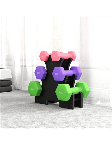 SPORTNOW Hex Dumbbells Set with Dumbbell Rack, Hand Weights for Strength Training Weight Lifting,  2 x 1kg, 2 x 2kg, 2 x 3kg