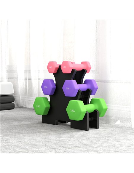 SPORTNOW Hex Dumbbells Set with Dumbbell Rack, Hand Weights for Strength Training Weight Lifting,  2 x 1kg, 2 x 2kg, 2 x 3kg - pic 200032 | FastDaddyshop