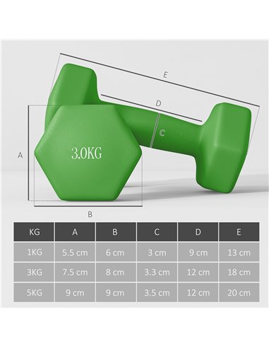 SPORTNOW Hex Dumbbells Set with Dumbbell Rack, Hand Weights for Strength Training Weight Lifting, 2 x 1kg, 2 x 3kg, 2 x 5kg