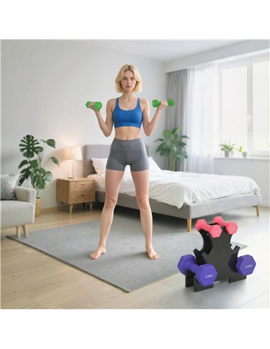 SPORTNOW Hex Dumbbells Set with Dumbbell Rack, Hand Weights for Strength Training Weight Lifting, 2 x 1kg, 2 x 3kg, 2 x 5kg
