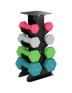 SPORTNOW Hex Dumbbells Set with Dumbbell Rack, Hand Weights for Home Gym Strength Training, 2 x 1kg, 2 x 2kg, 2 x 3kg, 2 x 4kg