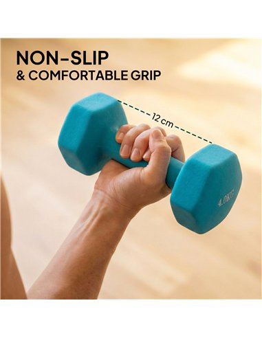 SPORTNOW Hex Dumbbells Set with Dumbbell Rack, Hand Weights for Home Gym Strength Training, 2 x 1kg, 2 x 2kg, 2 x 3kg, 2 x 4kg