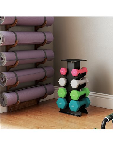 SPORTNOW Hex Dumbbells Set with Dumbbell Rack, Hand Weights for Home Gym Strength Training, 2 x 1kg, 2 x 2kg, 2 x 3kg, 2 x 4kg