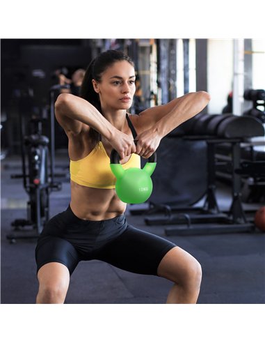 HOMCOM Kettlebell, 12kg Kettle Bell with Non-Slip Handle for Home Gym Weight Lifting and Strength Training, Green