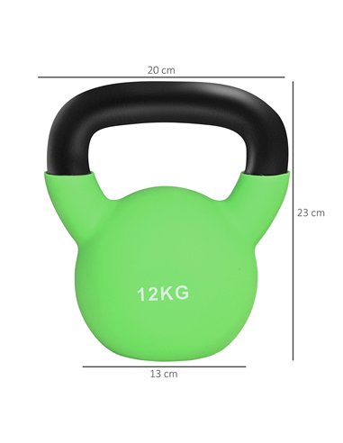 HOMCOM Kettlebell, 12kg Kettle Bell with Non-Slip Handle for Home Gym Weight Lifting and Strength Training, Green