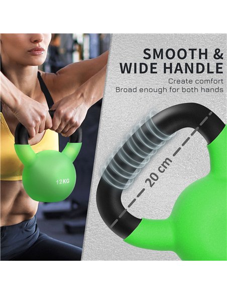 HOMCOM Kettlebell, 12kg Kettle Bell with Non-Slip Handle for Home Gym Weight Lifting and Strength Training, Green - pic 200063 | FastDaddyshop