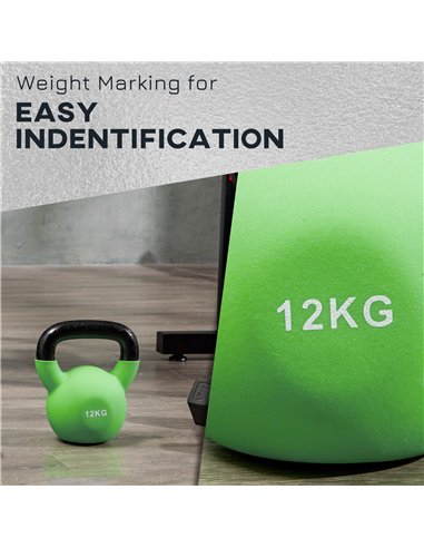 HOMCOM Kettlebell, 12kg Kettle Bell with Non-Slip Handle for Home Gym Weight Lifting and Strength Training, Green