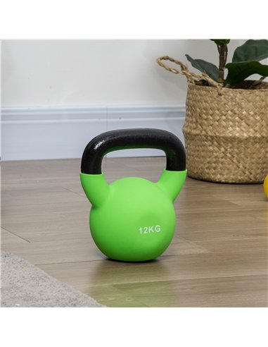 HOMCOM Kettlebell, 12kg Kettle Bell with Non-Slip Handle for Home Gym Weight Lifting and Strength Training, Green