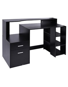 HOMCOM Computer Desk PC Table with Storage Drawer & Shelves, Black