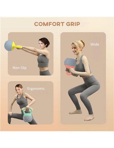 SPORTNOW 4kg/6kg/8kg/10kg Soft Kettlebell, Set of 4 Kettle Bell with Non-Slip Handle for Home Gym Weight Lifting and Strength Tr - pic 200073 | FastDaddyshop