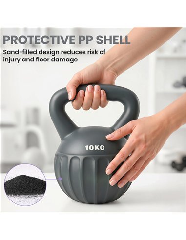 SPORTNOW Kettlebell for Strength Training Kettle Bell with Non-Slip Handle 10 kg Grey