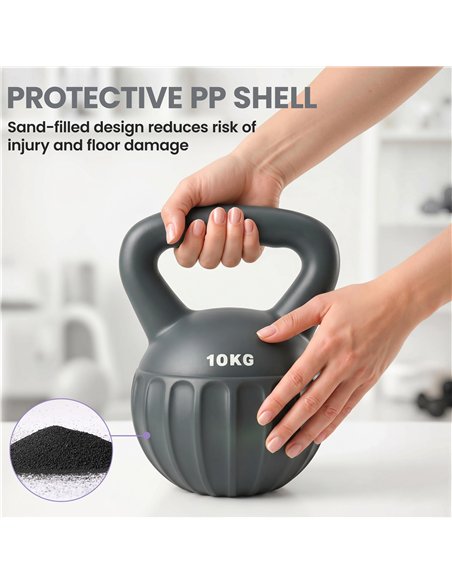 SPORTNOW Kettlebell for Strength Training Kettle Bell with Non-Slip Handle 10 kg Grey - pic 200118 | FastDaddyshop