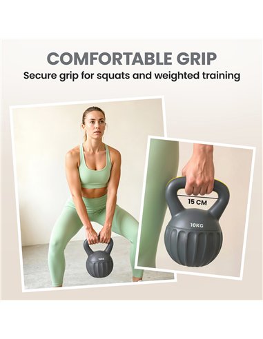 SPORTNOW Kettlebell for Strength Training Kettle Bell with Non-Slip Handle 10 kg Grey