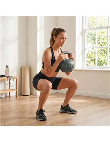 SPORTNOW Kettlebell for Strength Training Kettle Bell with Non-Slip Handle 10 kg Grey