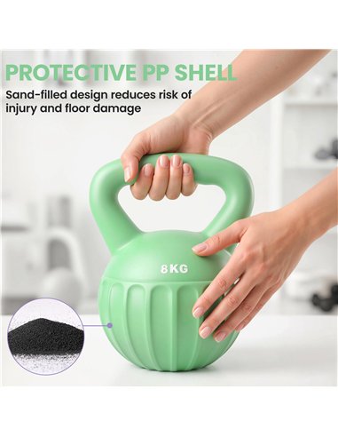 SPORTNOW Kettlebell for Strength Training Kettle Bell with Non-Slip Handle 8 kg Green
