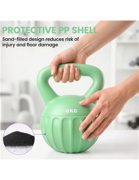 SPORTNOW Kettlebell for Strength Training Kettle Bell with Non-Slip Handle 8 kg Green - pic 200127 | FastDaddyshop