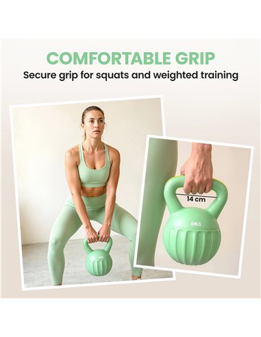 SPORTNOW Kettlebell for Strength Training Kettle Bell with Non-Slip Handle 8 kg Green