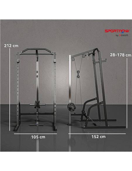 SPORTNOW Power Cage Power Rack with 15-Level Squat Rack, Cable Pulley System, Lat Pulldown & Pull Up Bar - pic 200143 | FastDaddyshop