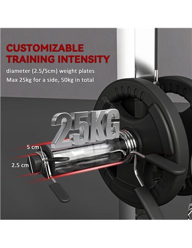 SPORTNOW Power Cage Power Rack with 15-Level Squat Rack, Cable Pulley System, Lat Pulldown & Pull Up Bar