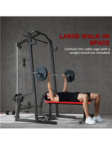 SPORTNOW Power Cage Power Rack with 15-Level Squat Rack, Cable Pulley System, Lat Pulldown & Pull Up Bar