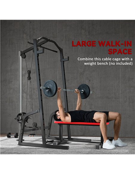 SPORTNOW Power Cage Power Rack with 15-Level Squat Rack, Cable Pulley System, Lat Pulldown & Pull Up Bar - pic 200147 | FastDaddyshop