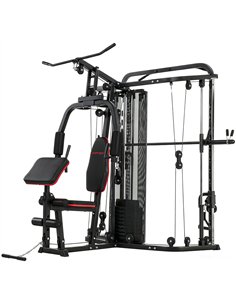 SPORTNOW Home Multi Gym Smith Machine with 65kg Weight Stack, Cable Pulley System, Chest Station, Preacher Pad & Leg Developer