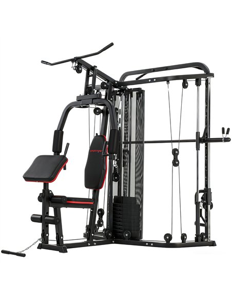 SPORTNOW Home Multi Gym Smith Machine with 65kg Weight Stack, Cable Pulley System, Chest Station, Preacher Pad & Leg Developer - pic 200150 | FastDaddyshop