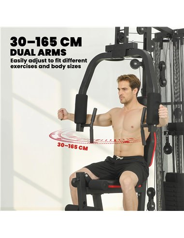 SPORTNOW Home Multi Gym Smith Machine with 65kg Weight Stack, Cable Pulley System, Chest Station, Preacher Pad & Leg Developer