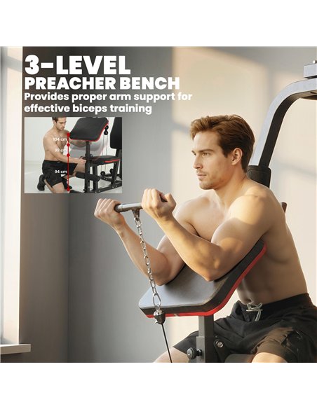 SPORTNOW Home Multi Gym Smith Machine with 65kg Weight Stack, Cable Pulley System, Chest Station, Preacher Pad & Leg Developer - pic 200158 | FastDaddyshop