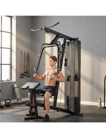 SPORTNOW Multi Gym with Adjustable Seat and Back, All in One Home Gym Machine with 45kg Weight Stack for Full Body Strength Trai - pic 200160 | FastDaddyshop