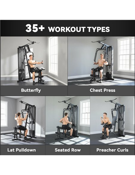 SPORTNOW Multi Gym with Adjustable Seat and Back, All in One Home Gym Machine with 45kg Weight Stack for Full Body Strength Trai - pic 200162 | FastDaddyshop